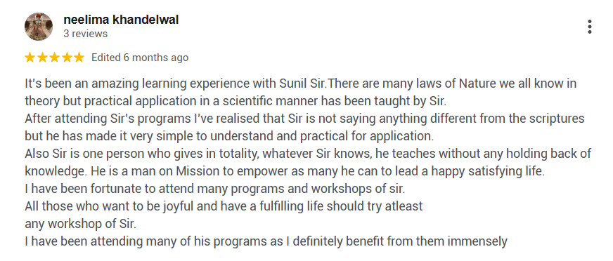 Google review from Neelima Khandelwal